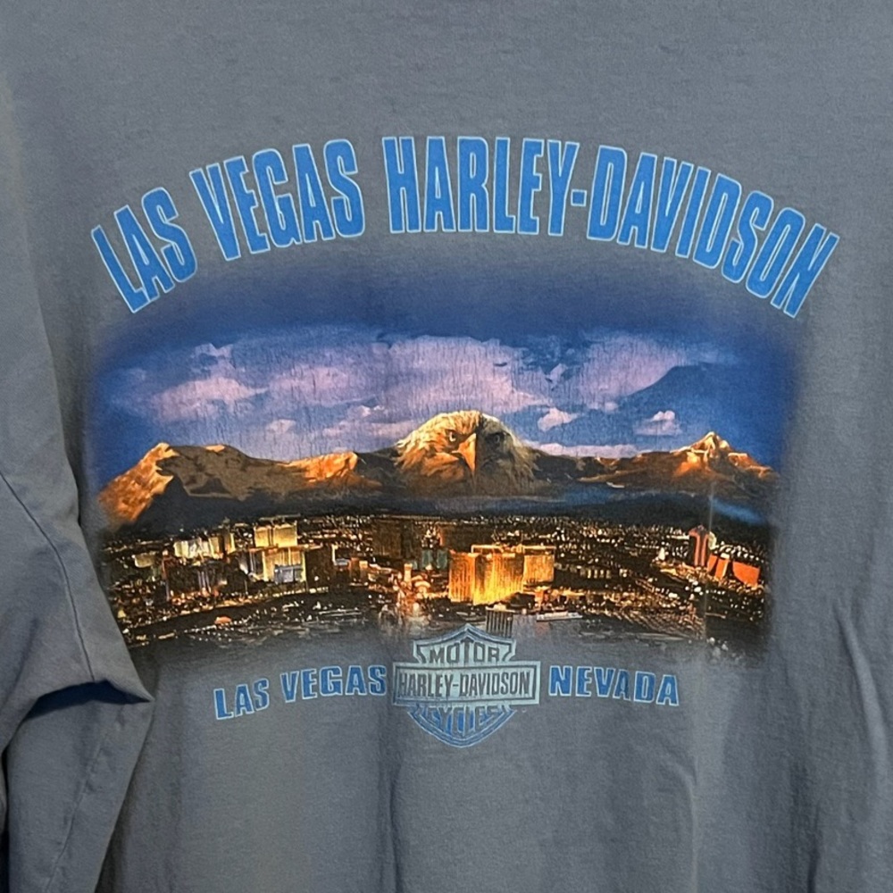 Harley Davidson Men’s‎ Las Vegas Nevada Blue Long Sleeve T-shirt Size Large